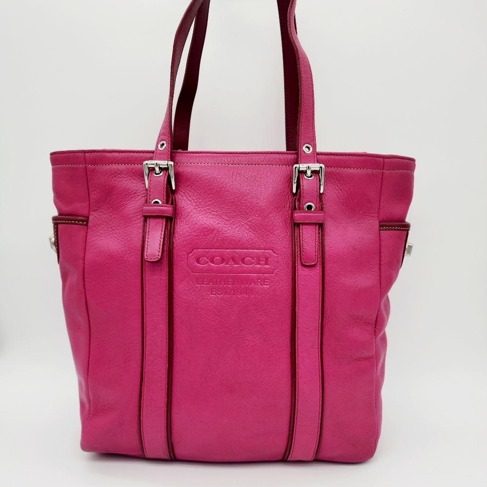 Coach Y2K Vintage Pink Fuchsia East West Tote Shoulder Bag Medium Flaws